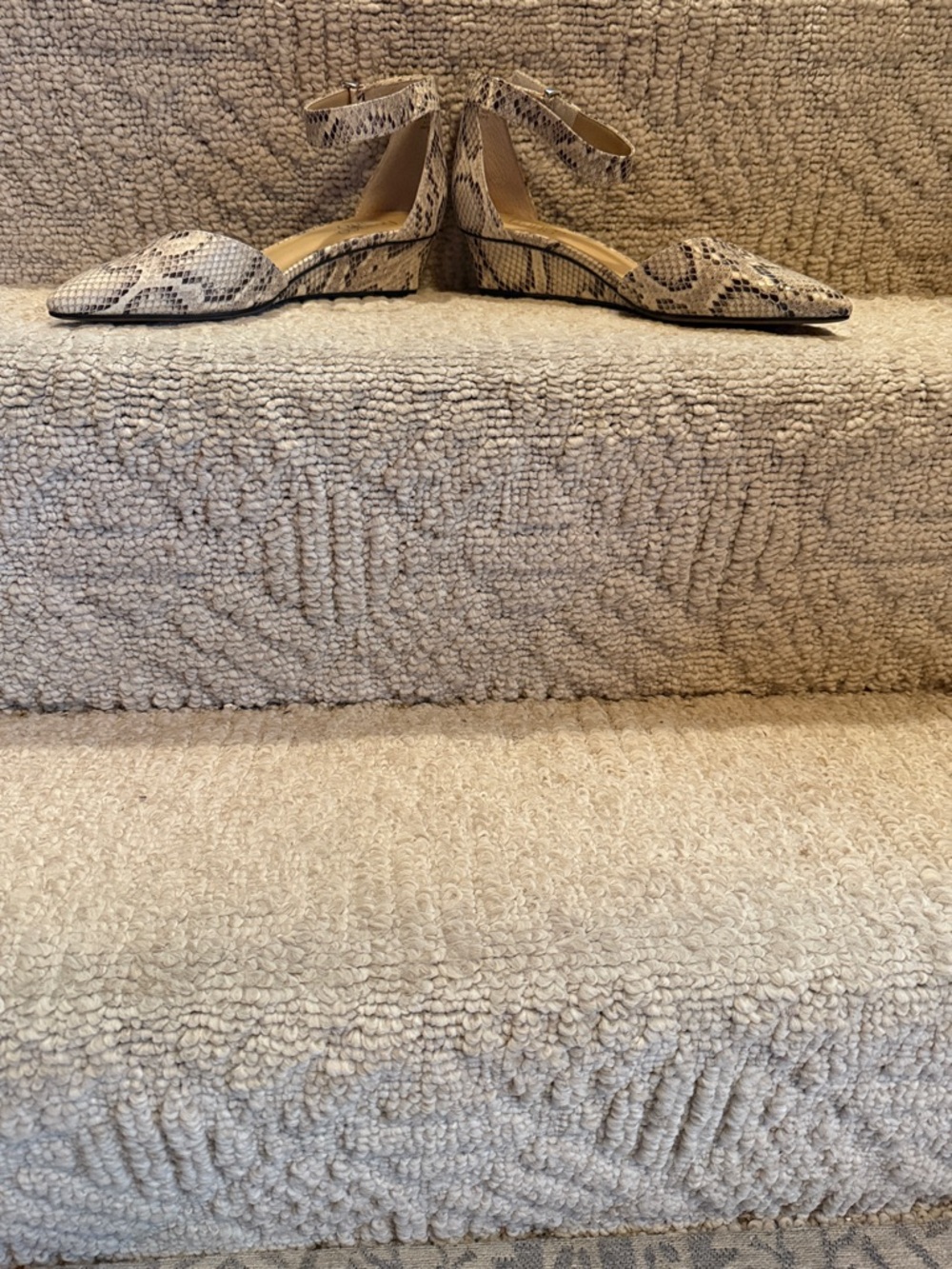 Franco Sarto Snake Print D'Orsay Flats in Beige and Black